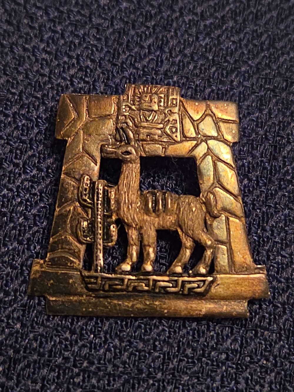 Vintage 925 Sterling Silver Peruvian Llama Alpaca Inca Brooch Pendant